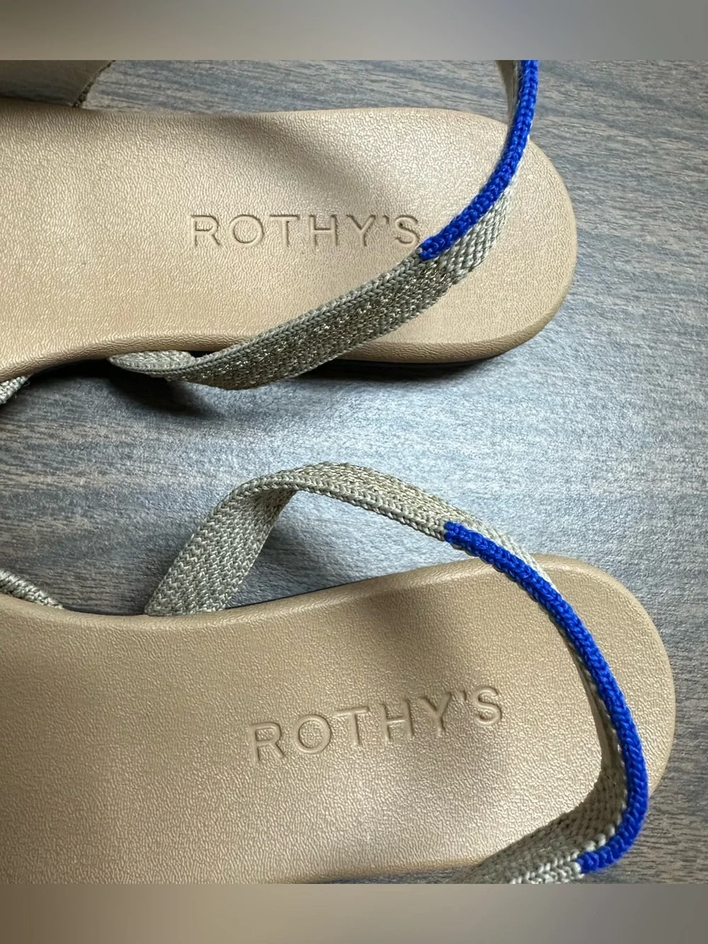 ROTHY'S The Almond Slingback Metallic Prosecco Beige Flats Women's Size 6.5 - Picture 9 of 15